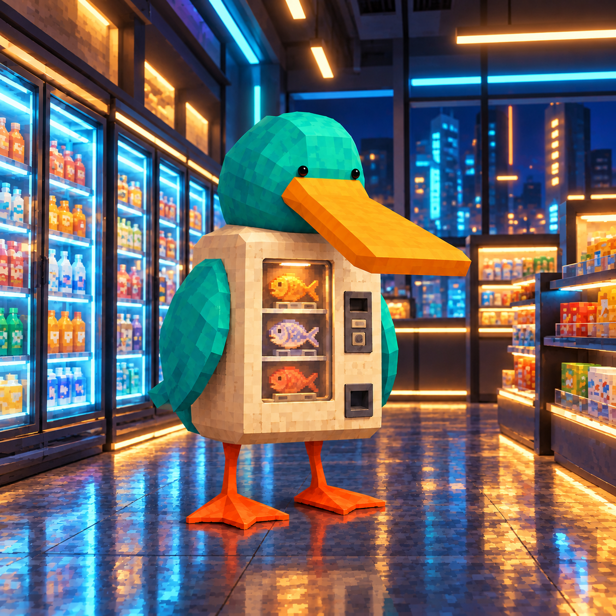 Vending Duck in a glowing night market